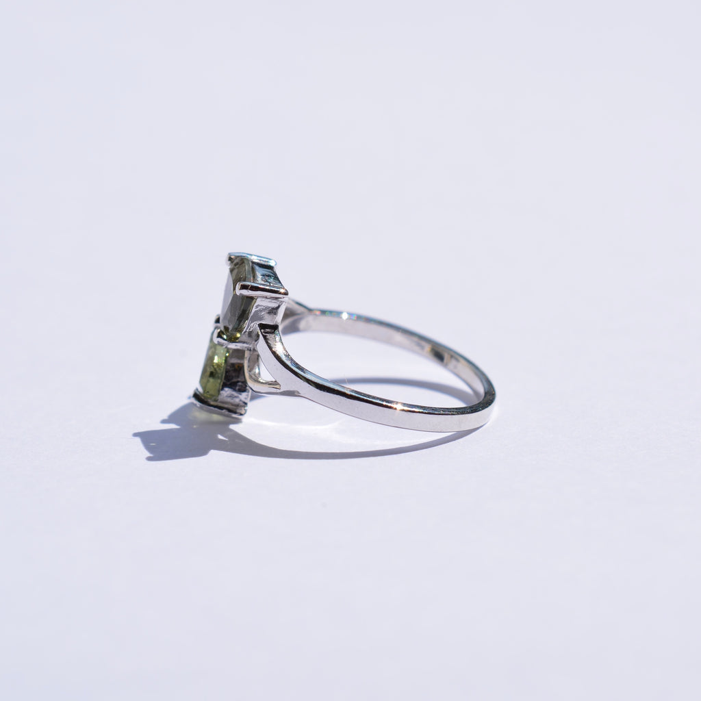 Double Trillion Moldavite Ring