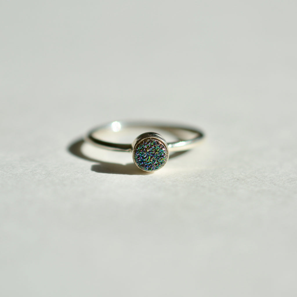 Bezel Set Druzy Titanium Ring