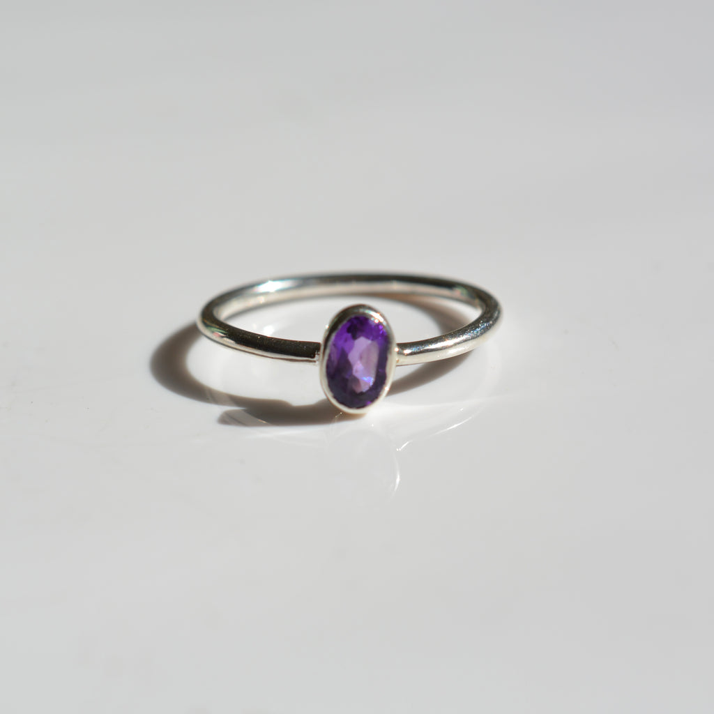 Bezel Set Faceted Amethyst Ring