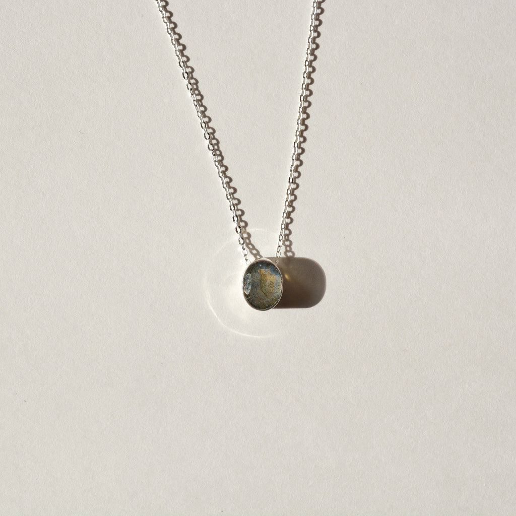 Faceted Bezel Set Labradorite Necklace
