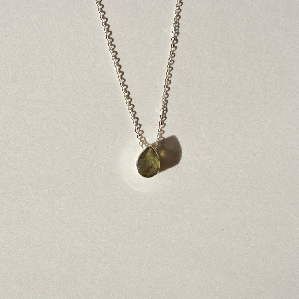 Faceted Bezel Set Labradorite Necklace
