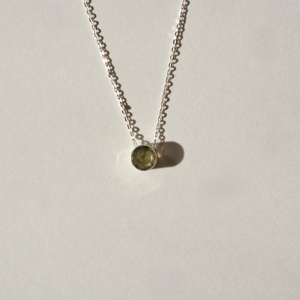 Faceted Bezel Set Labradorite Necklace
