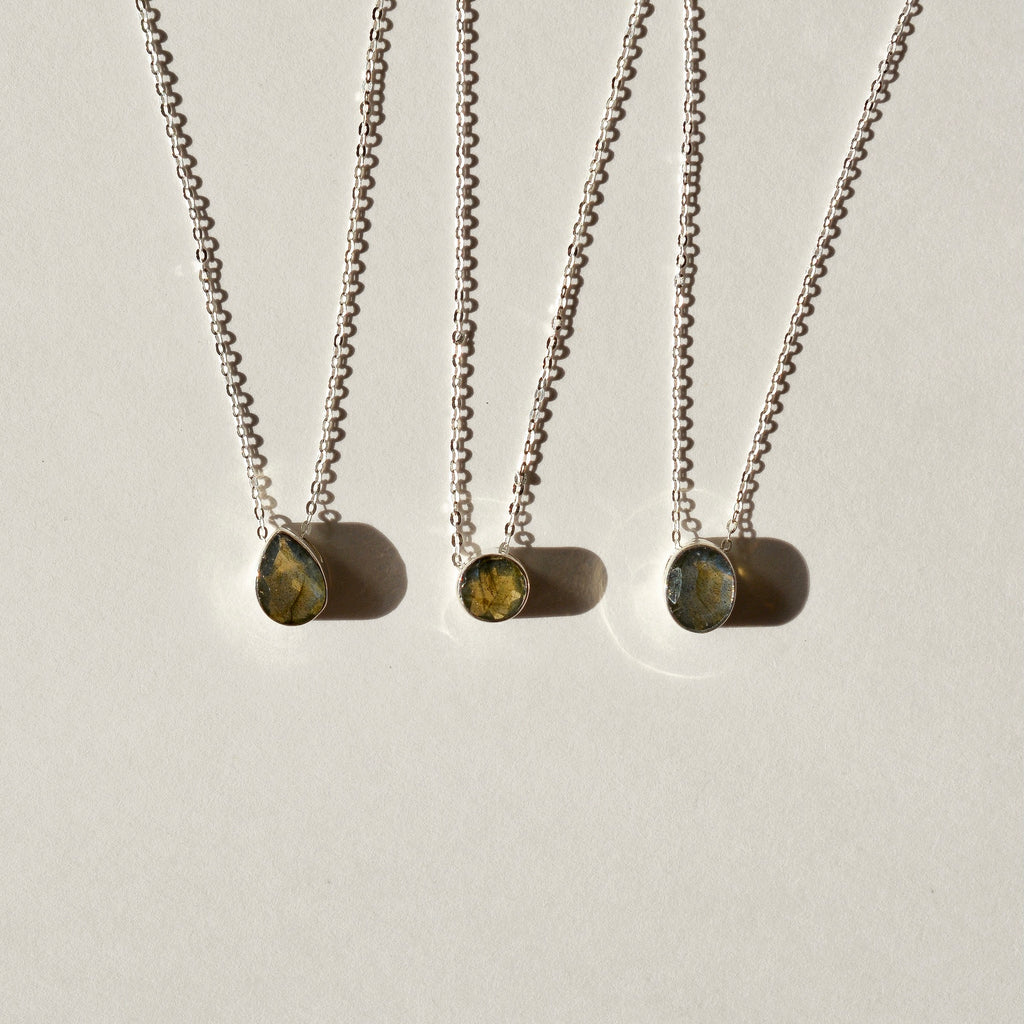 Faceted Bezel Set Labradorite Necklace