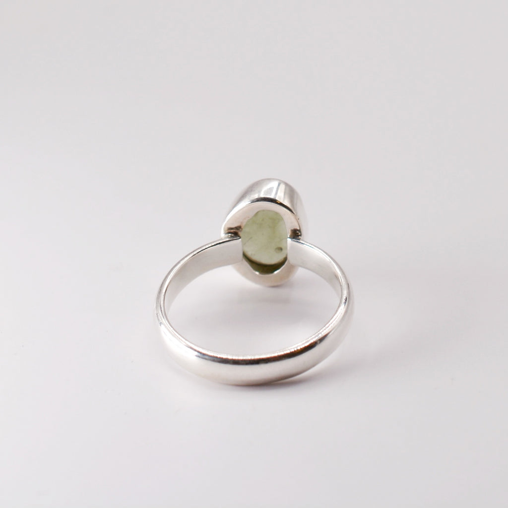 Faceted Bezel Set Moldavite Ring