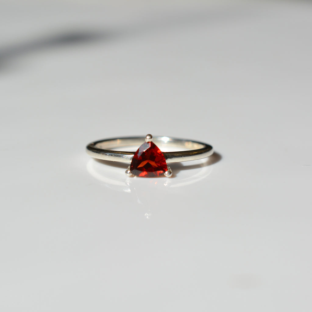 Faceted Red Garnet Ring