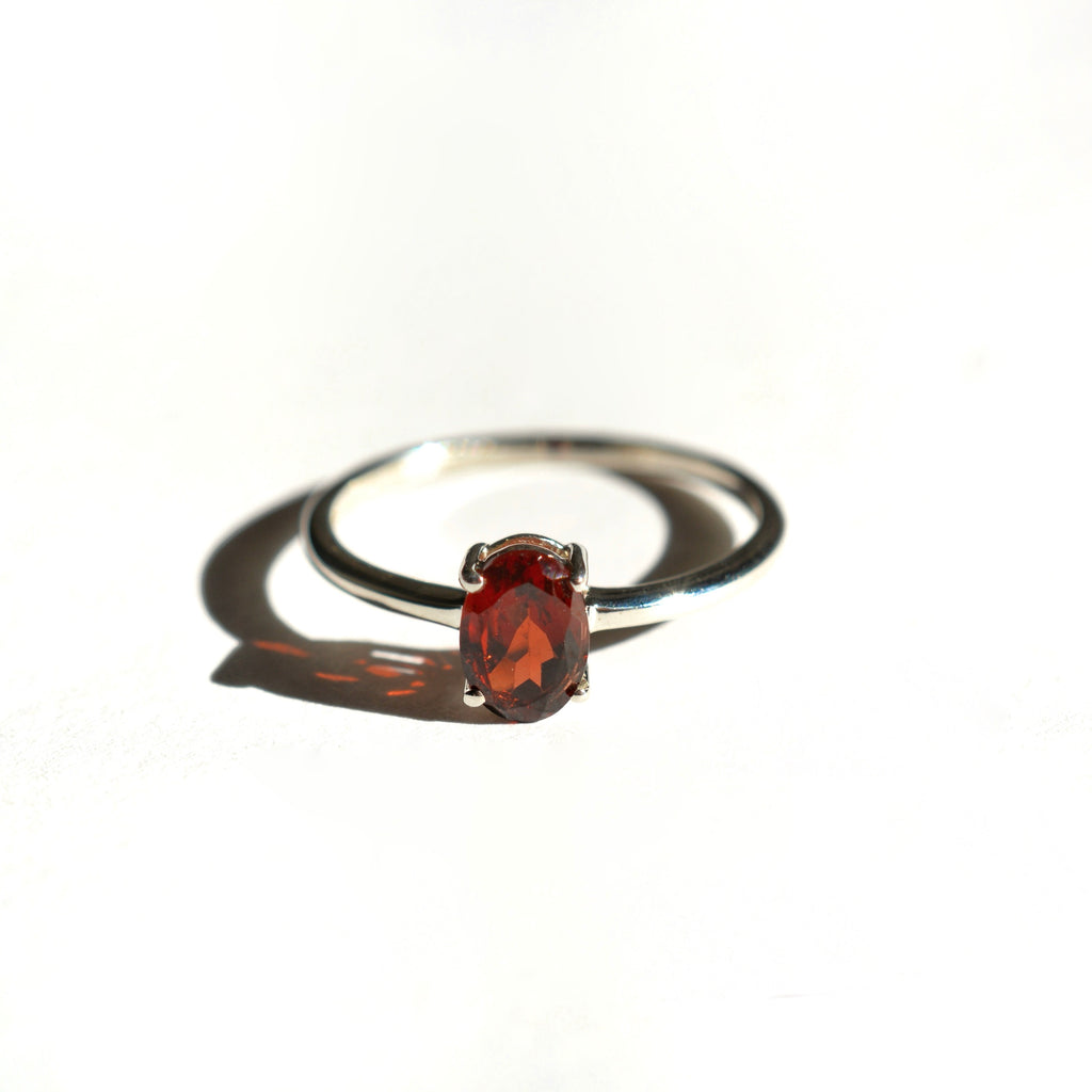 Faceted Red Garnet Ring