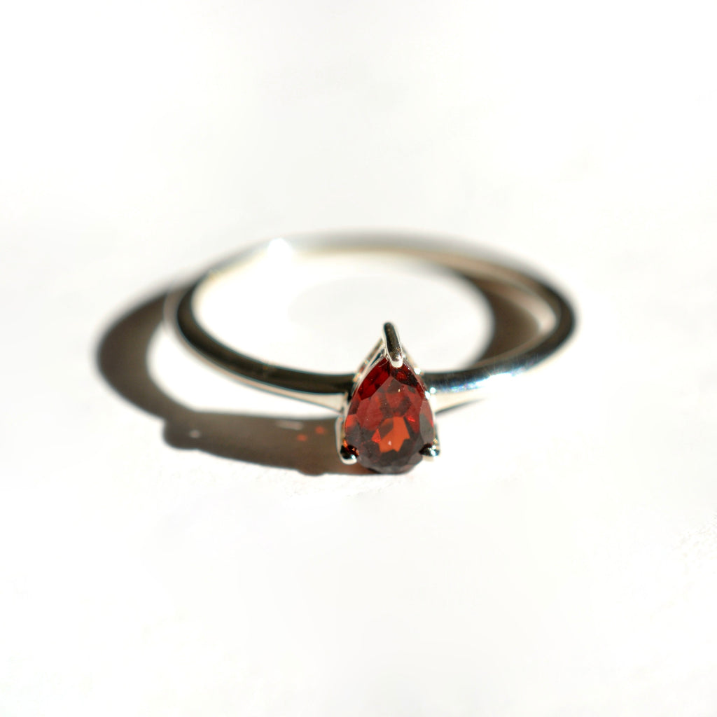 Faceted Red Garnet Ring