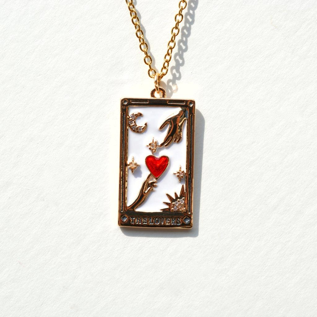 Enamel Tarot Card Necklace - Gold