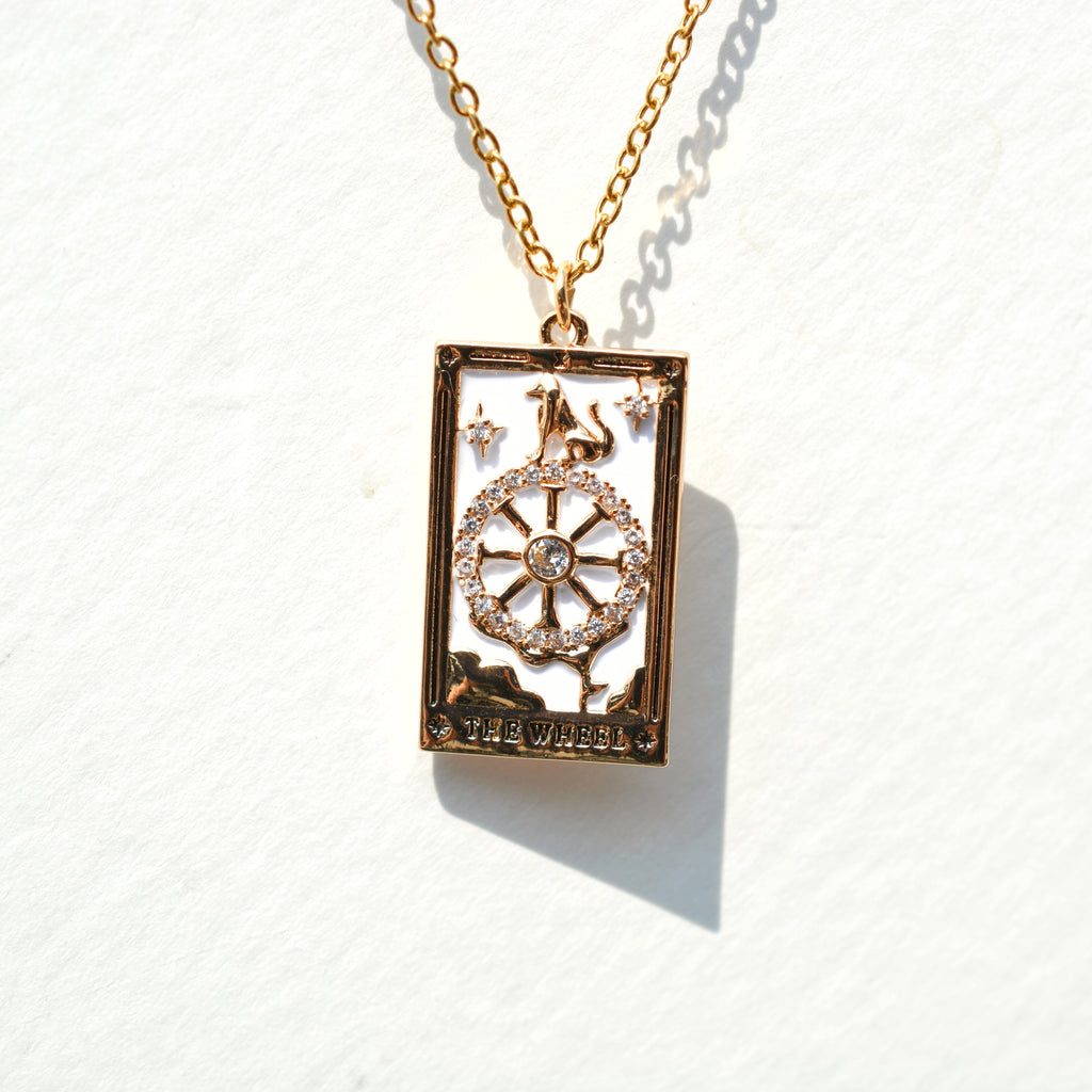 Enamel Tarot Card Necklace - Gold