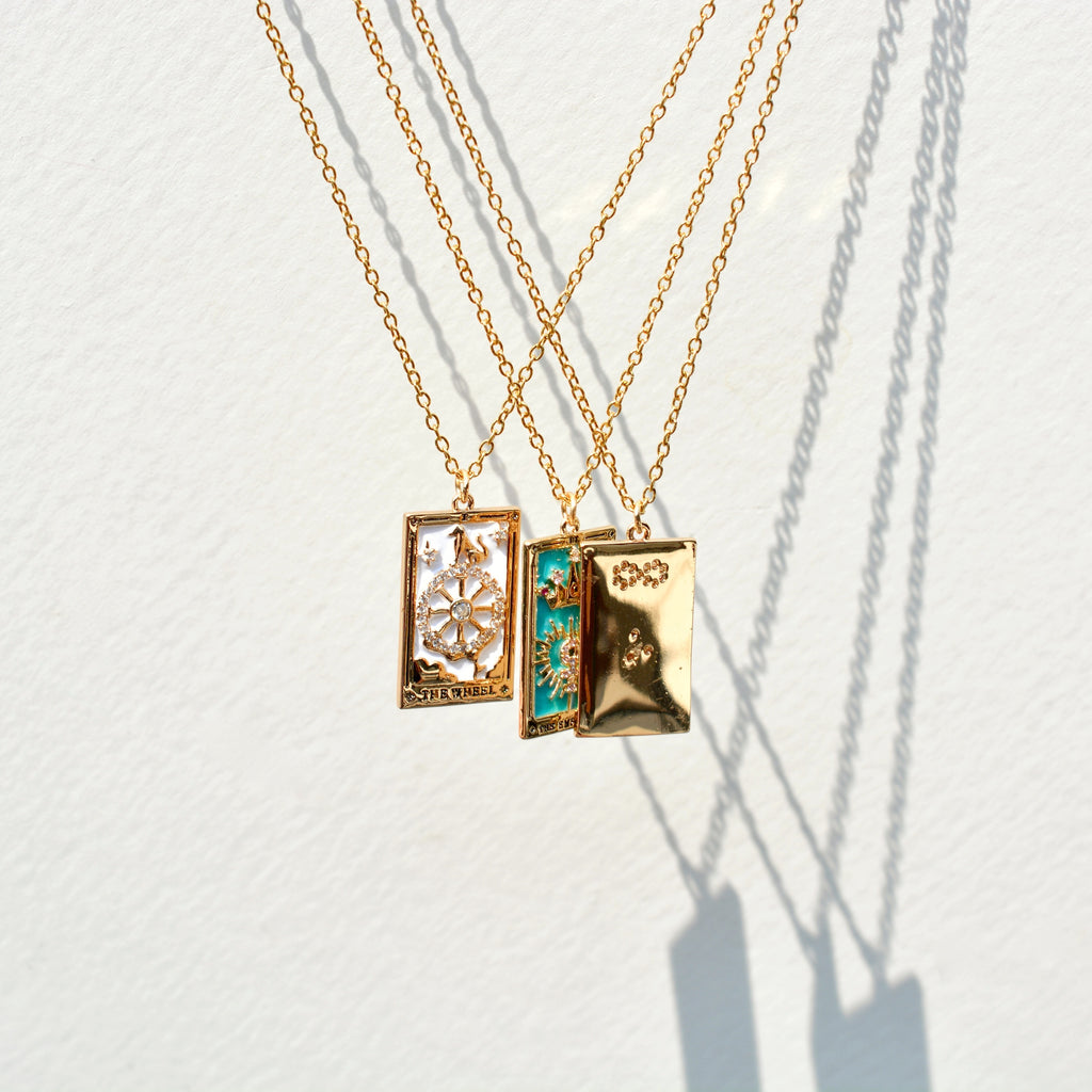 Enamel Tarot Card Necklace - Gold