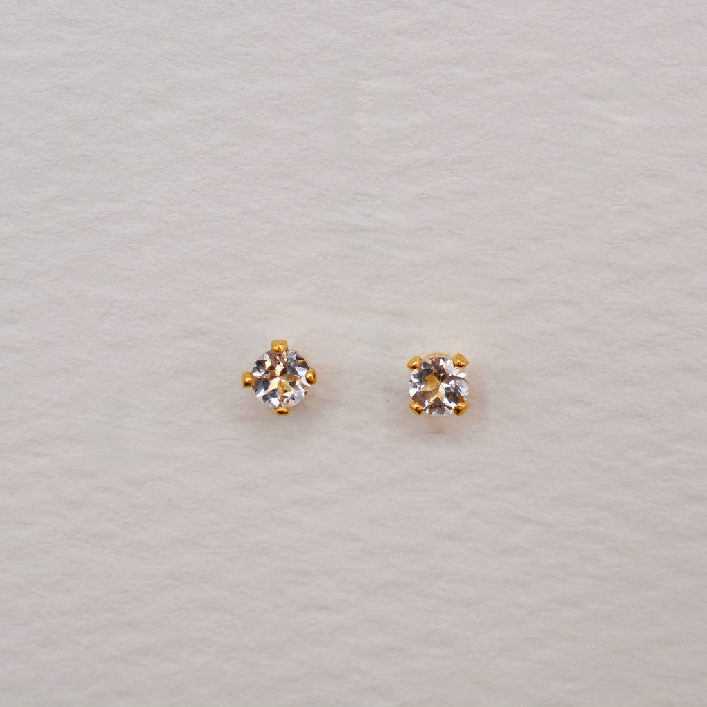 Gold Vermeil 3mm Faceted Birthstone Stud Earrings