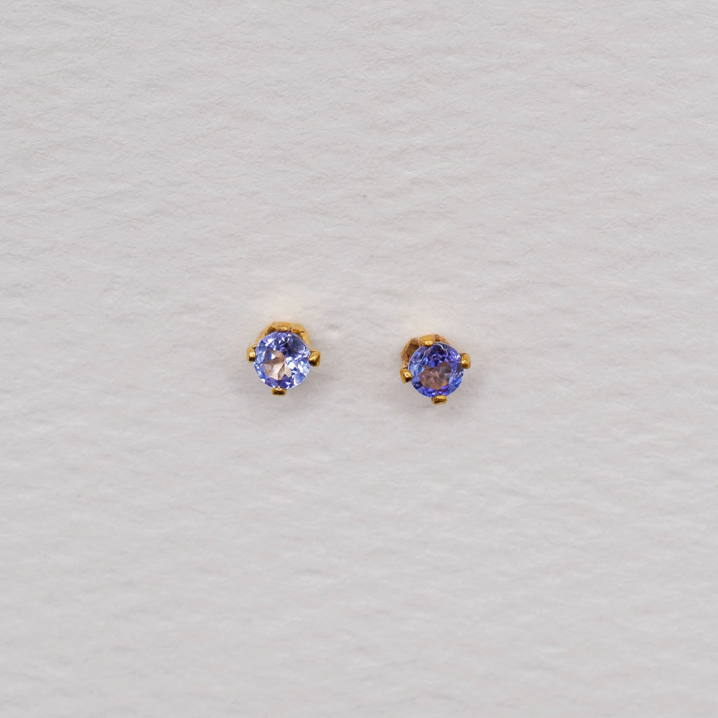 Gold Vermeil 3mm Faceted Birthstone Stud Earrings
