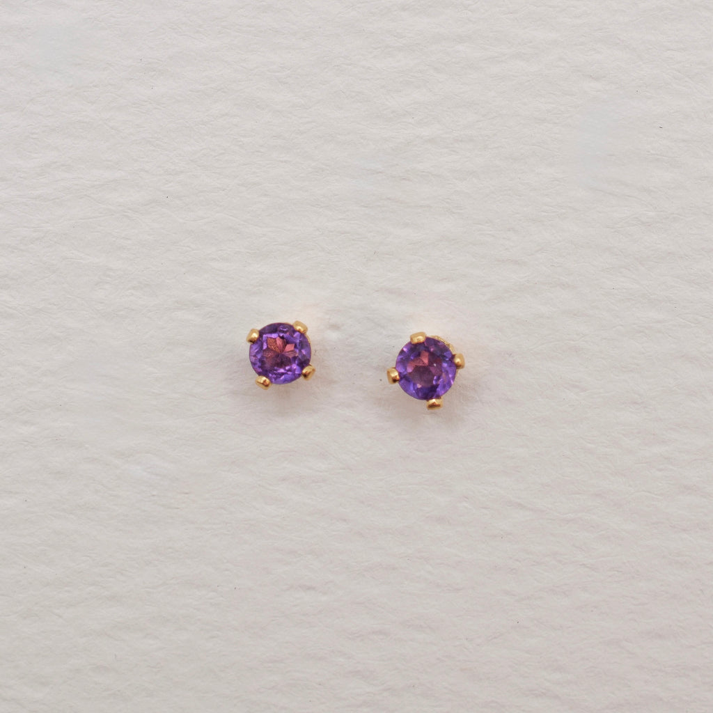 Gold Vermeil 3mm Faceted Birthstone Stud Earrings