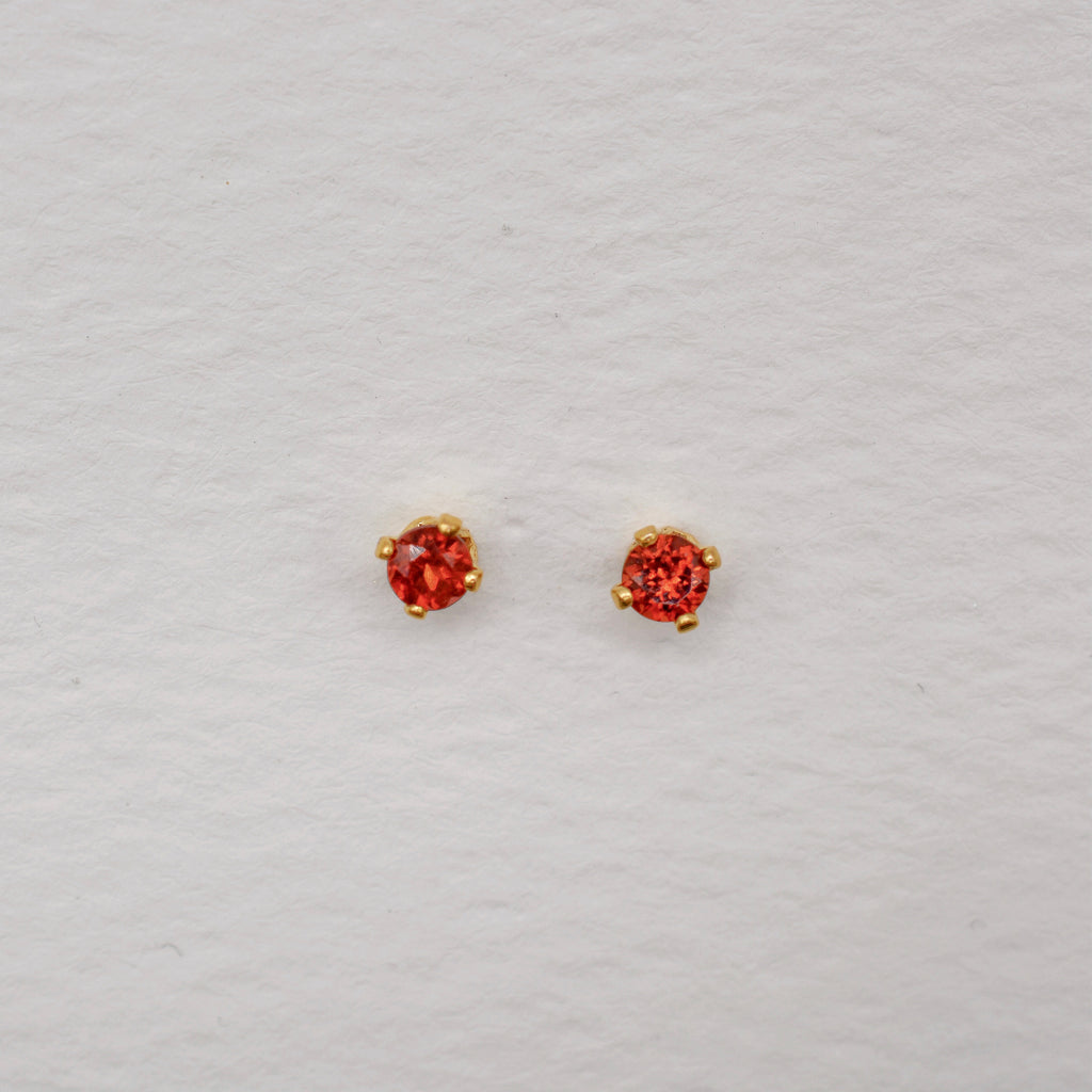 Gold Vermeil 3mm Faceted Birthstone Stud Earrings