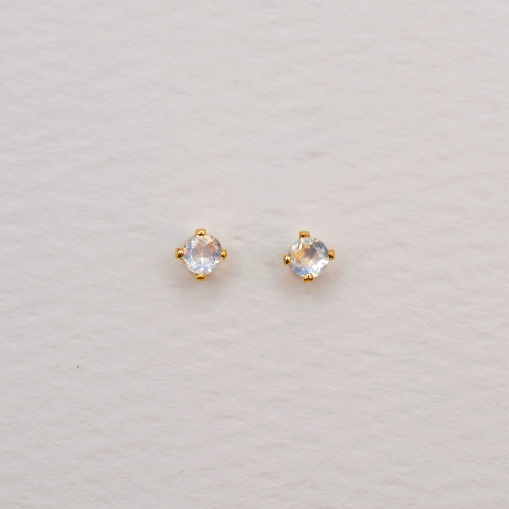 Gold Vermeil 3mm Faceted Birthstone Stud Earrings