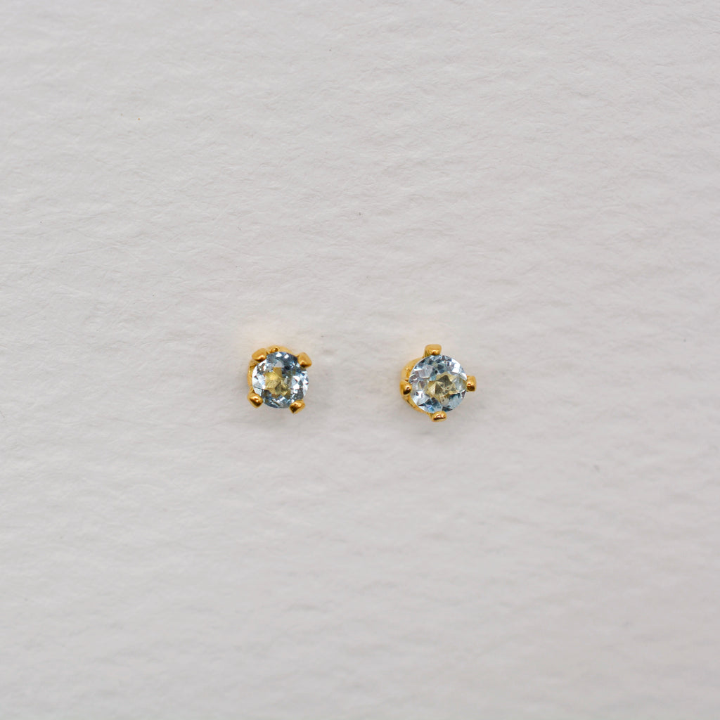 Gold Vermeil 3mm Faceted Birthstone Stud Earrings