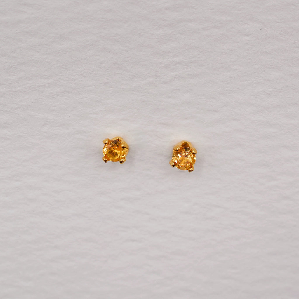 Gold Vermeil 3mm Faceted Birthstone Stud Earrings