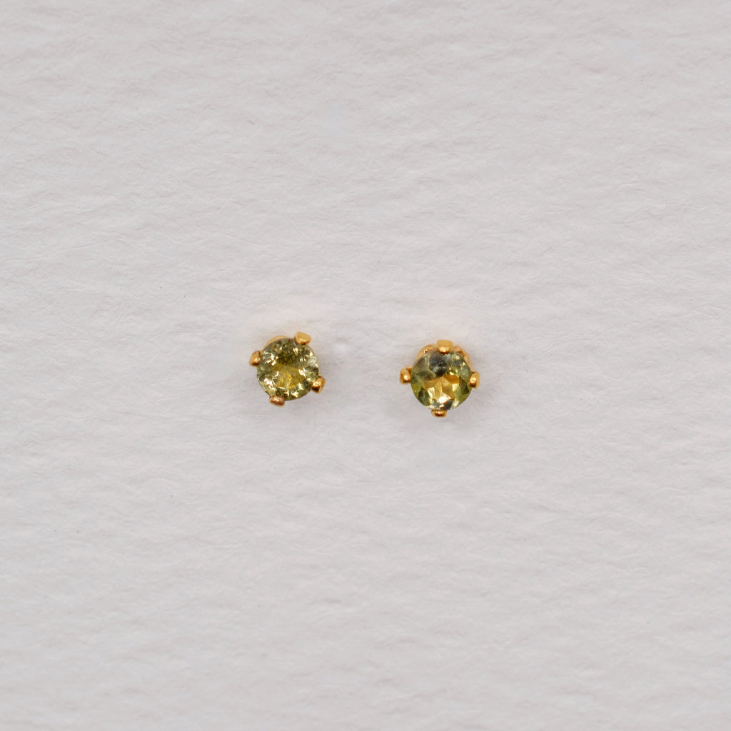 Gold Vermeil 3mm Faceted Birthstone Stud Earrings