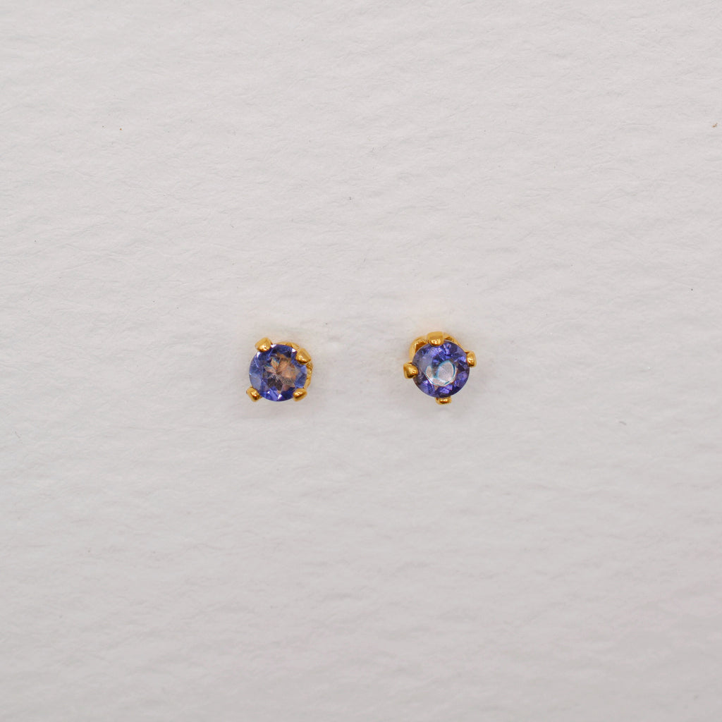 Gold Vermeil 3mm Faceted Birthstone Stud Earrings