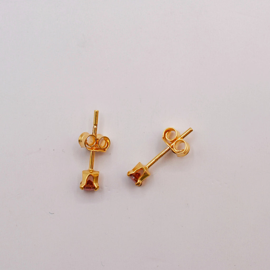 Gold Vermeil 3mm Faceted Birthstone Stud Earrings