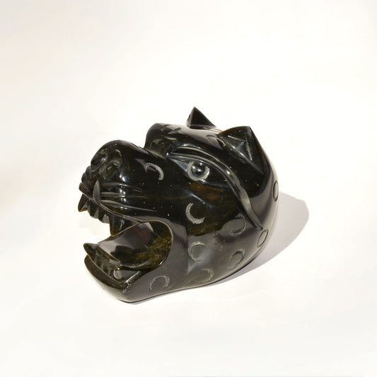 Gold Sheen Obsidian Jaguar Head