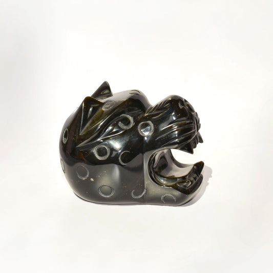 Gold Sheen Obsidian Jaguar Head