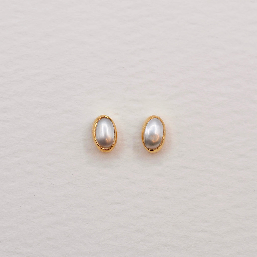 Gold Vermeil Bezel Set Birthstone Oval Stud Earrings