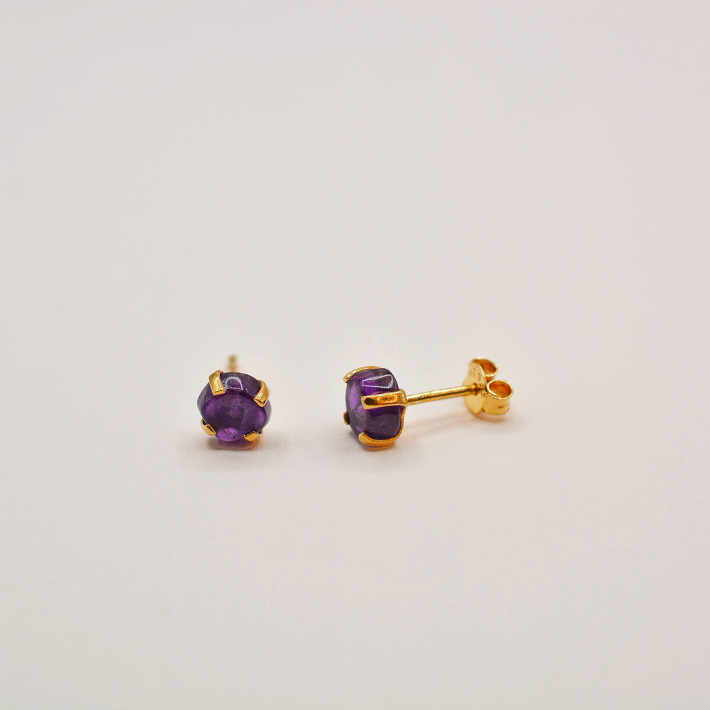 Gold Vermeil Rough Cut Birthstone Stud Earrings