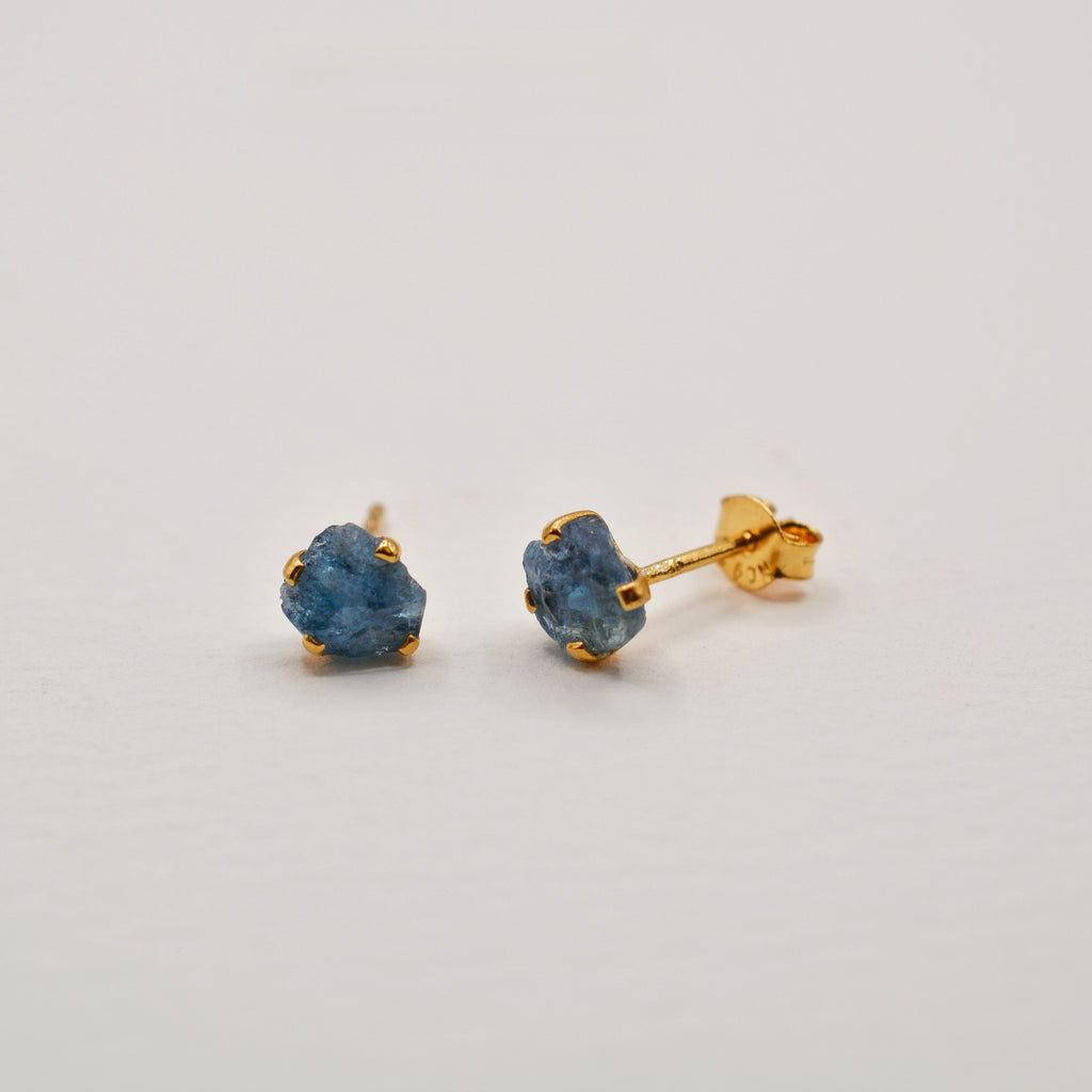 Gold Vermeil Rough Cut Birthstone Stud Earrings