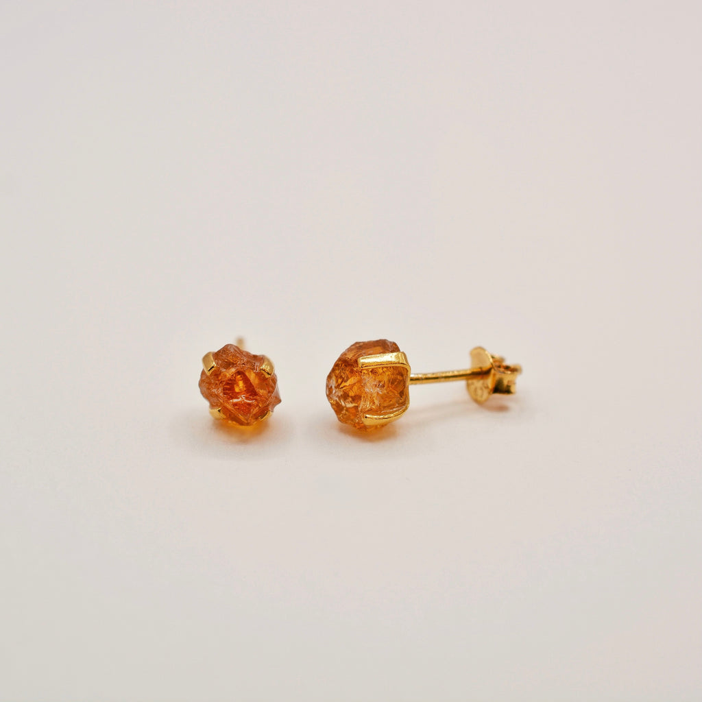 Gold Vermeil Rough Cut Birthstone Stud Earrings