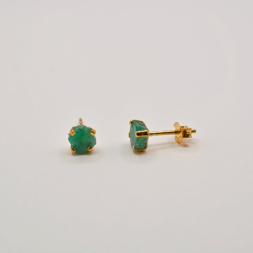 Gold Vermeil Rough Cut Birthstone Stud Earrings