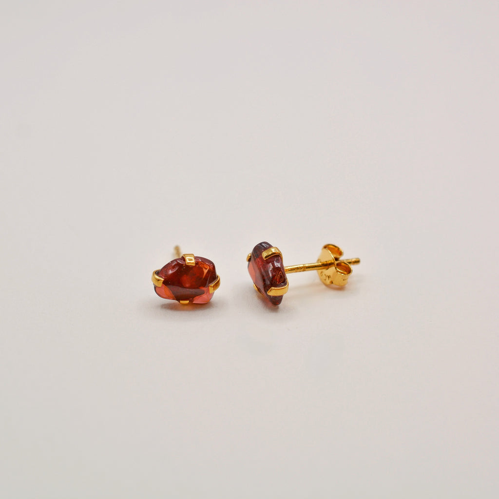 Gold Vermeil Rough Cut Birthstone Stud Earrings