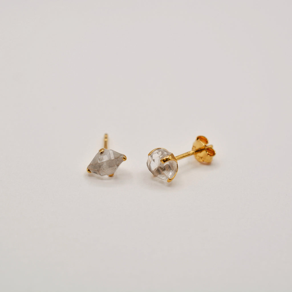 Gold Vermeil Rough Cut Birthstone Stud Earrings