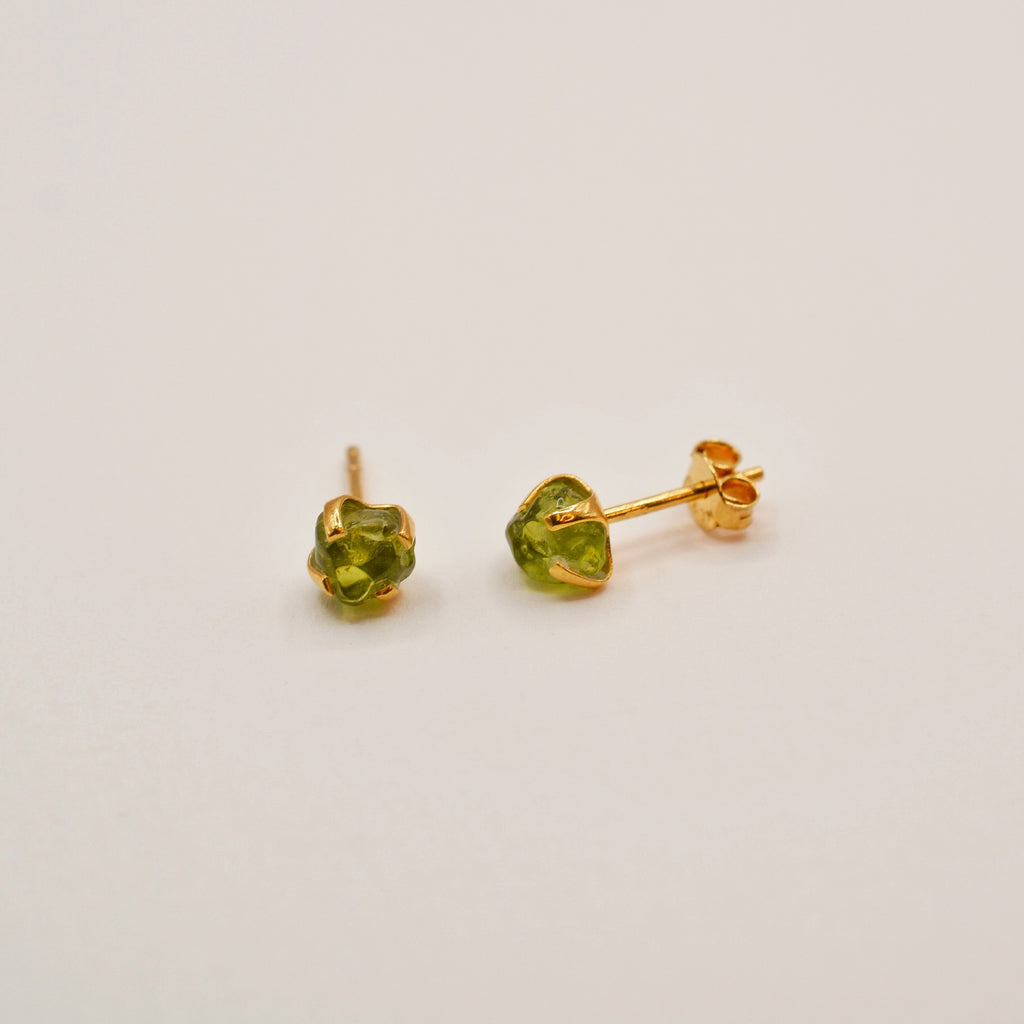 Gold Vermeil Rough Cut Birthstone Stud Earrings