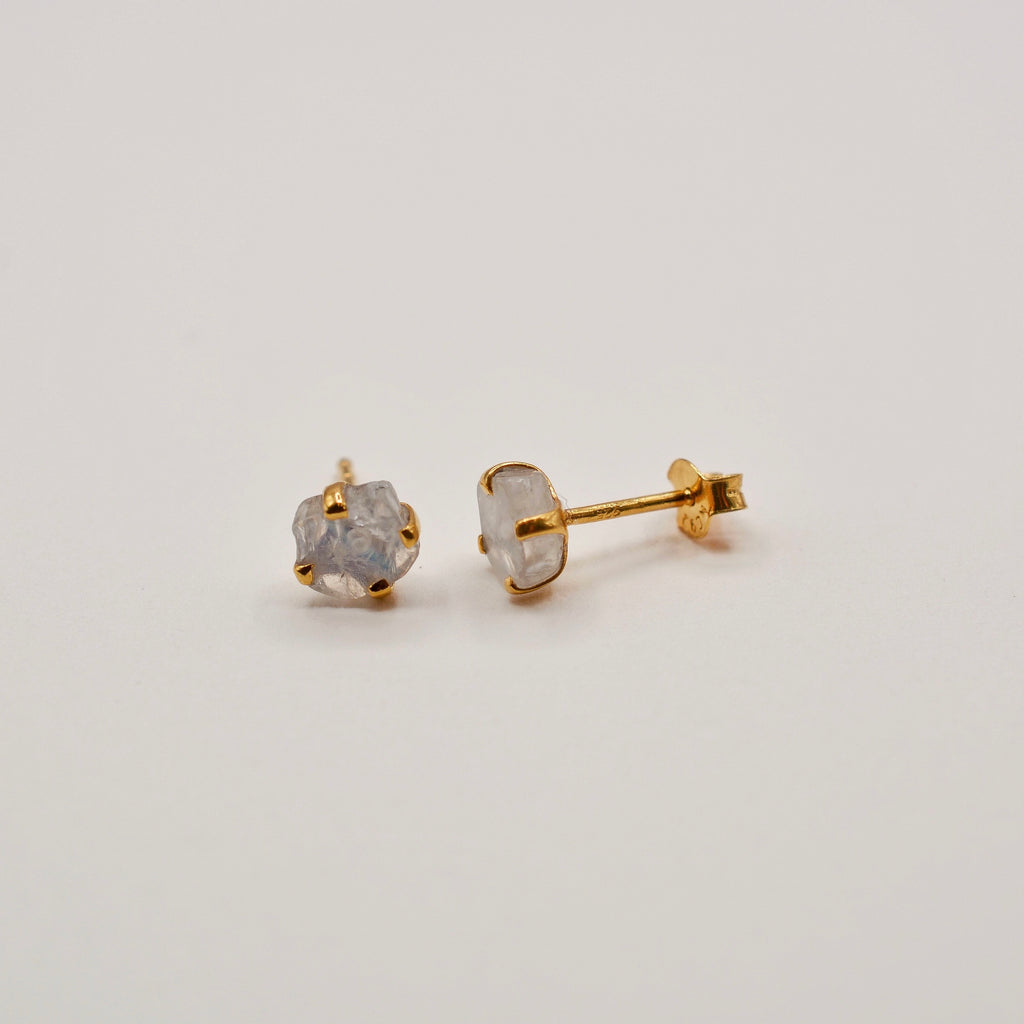 Gold Vermeil Rough Cut Birthstone Stud Earrings