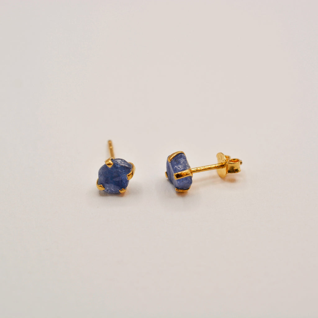 Gold Vermeil Rough Cut Birthstone Stud Earrings
