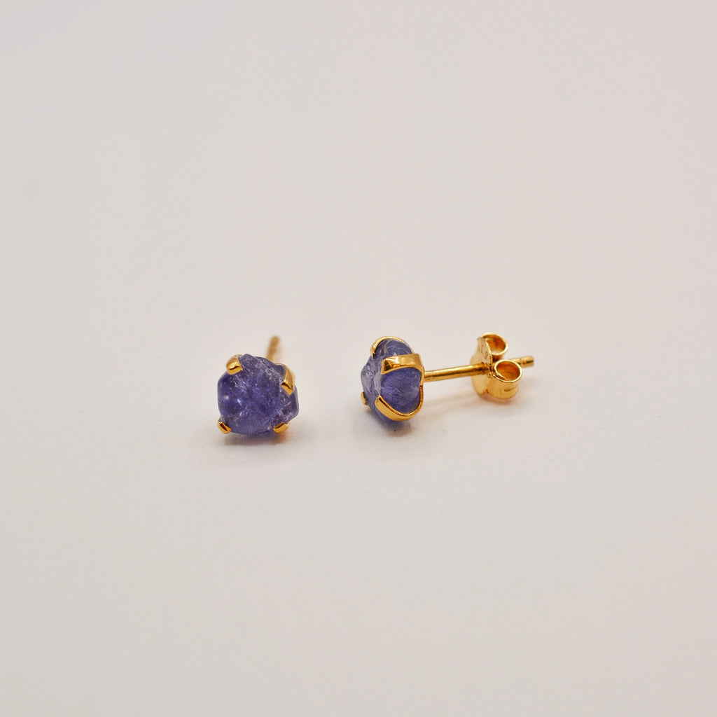 Gold Vermeil Rough Cut Birthstone Stud Earrings