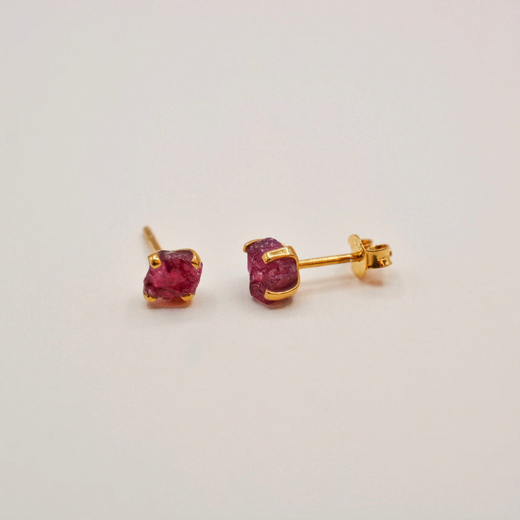 Gold Vermeil Rough Cut Birthstone Stud Earrings