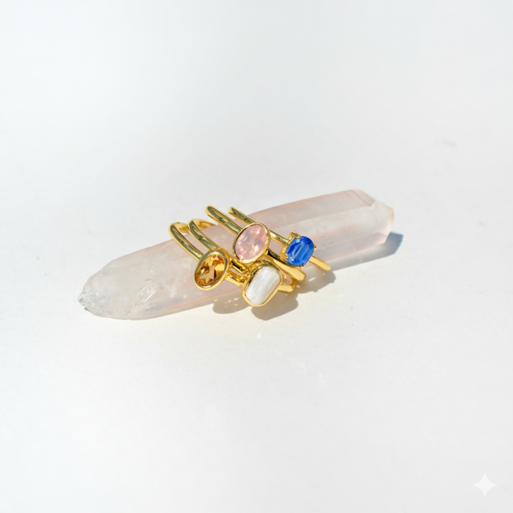 Bezel Set Faceted Rose Quartz Ring - Gold Vermeil