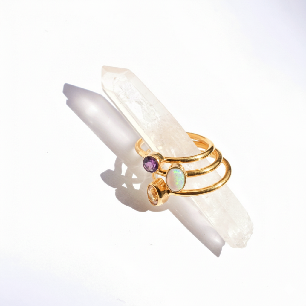Bezel Set Faceted Emerald Ring - Gold Vermeil