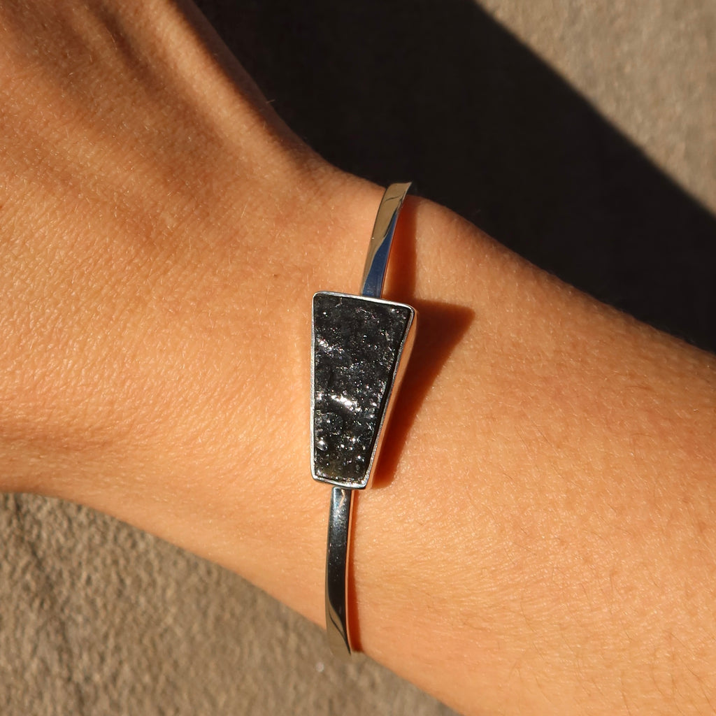 Rough Cut Shungite Sterling Silver Cuff