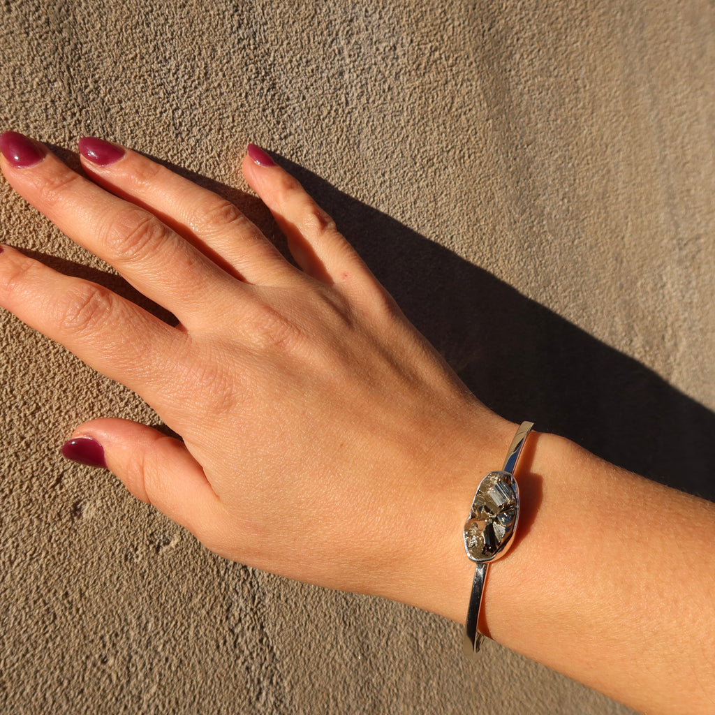 Rough Cut Pyrite Sterling Silver Cuff