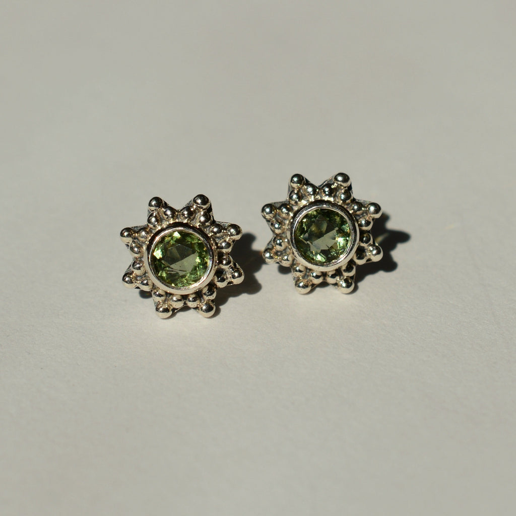 Sunburst Moldavite Stud Earrings