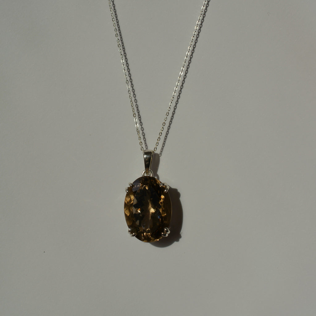 Oval Faceted Smoky Quartz Pendant
