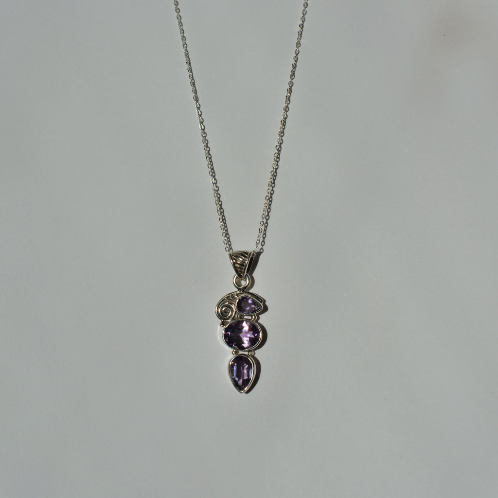 Faceted Amethyst Trinty Pendant