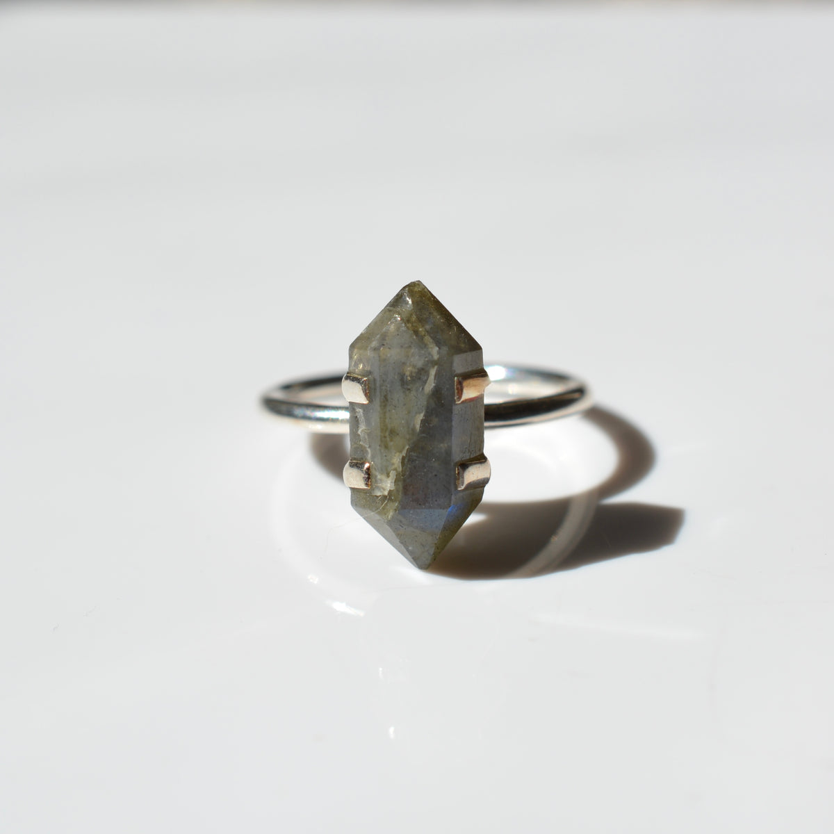 Double Terminated Labradorite Point Ring | ASCEND