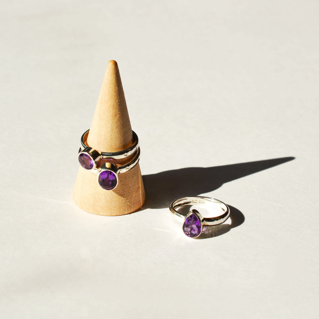 Large Bezel Set Faceted Amethyst Ring