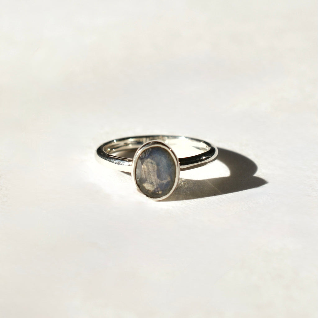 Bezel Set Faceted Labradorite Ring