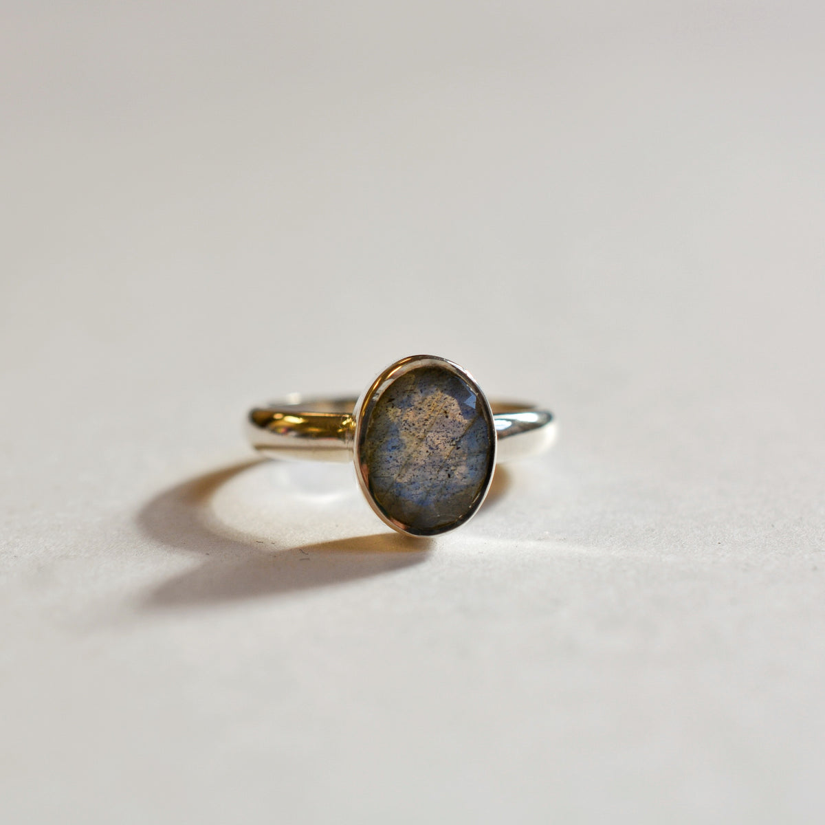 Large Bezel Set Faceted Labradorite Ring | ASCEND