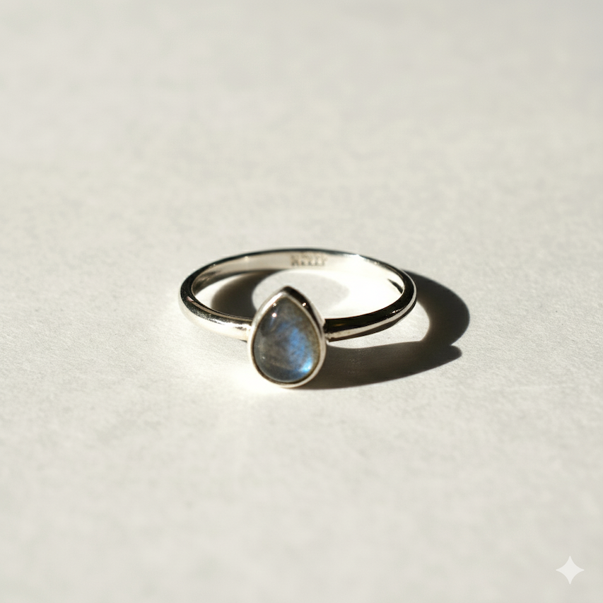Bezel Set Faceted Labradorite Ring